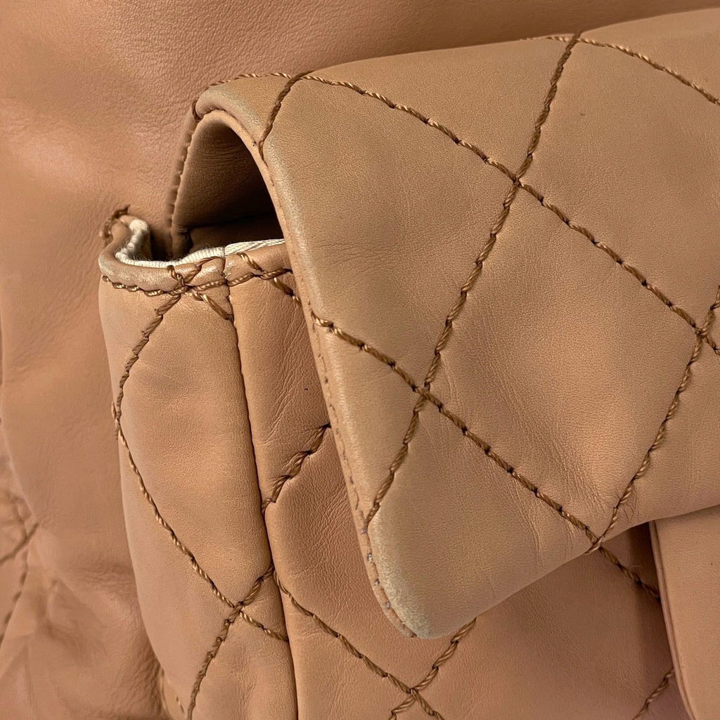 Chanel Backpack CC Logo Quilted Wild Stitch Leather Beige — view 6