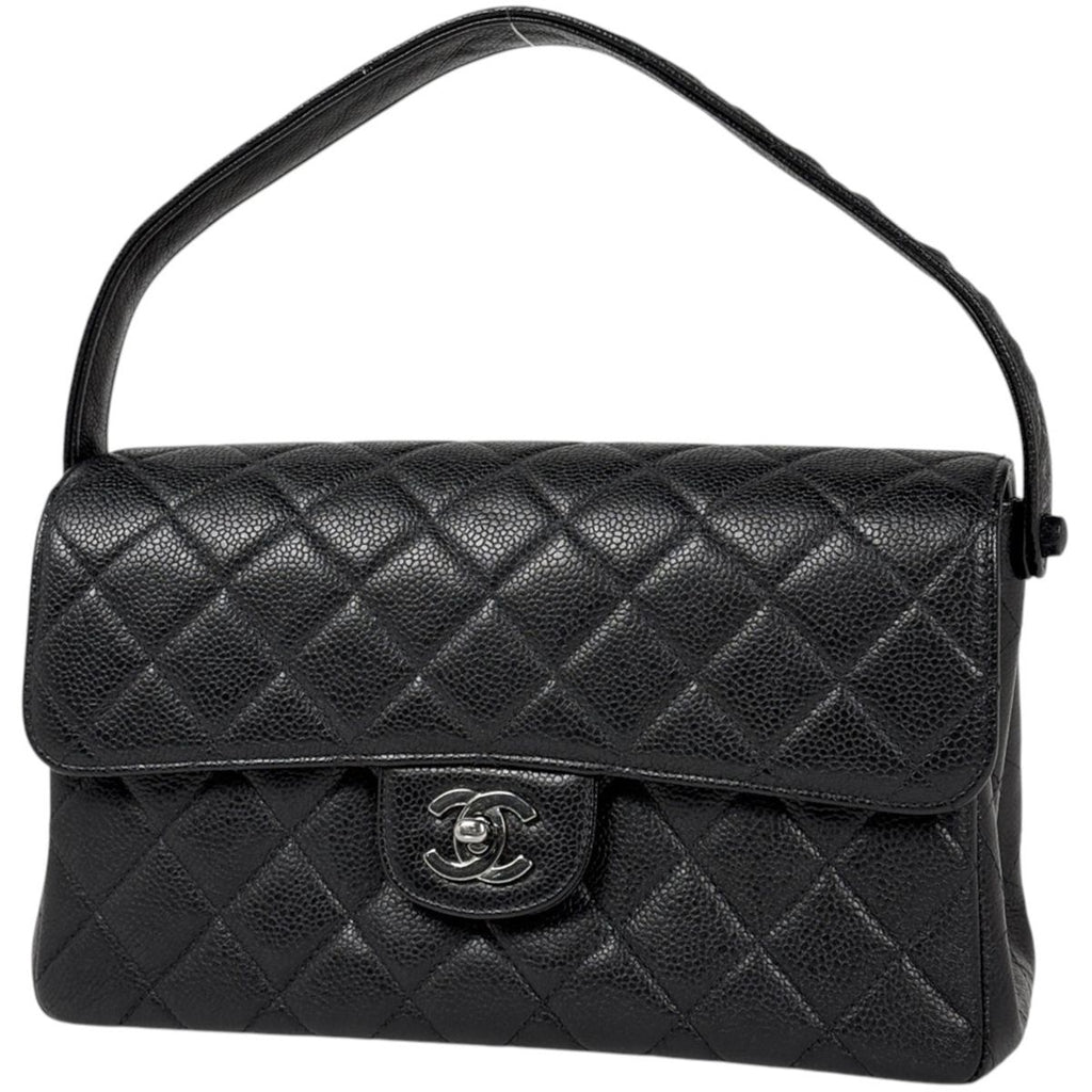 Chanel Handbag CC Logo Quilted Double Face Caviar Leather Black