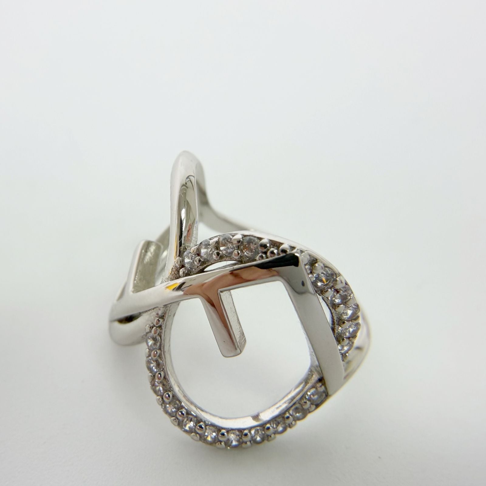Fendi IS Crystal Ring Plated Silver Clear Vintage — view 4