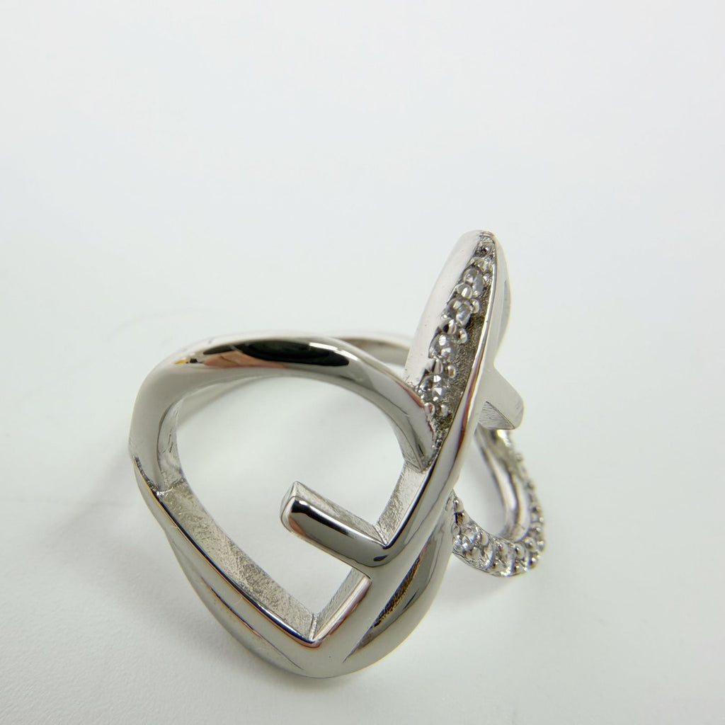 Fendi IS Crystal Ring Plated Silver Clear Vintage — view 3