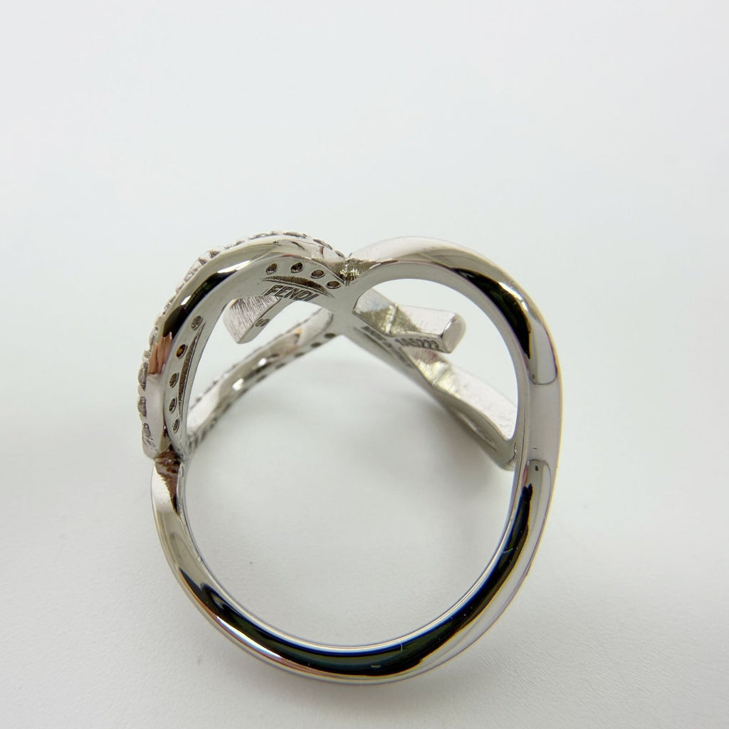 Fendi IS Crystal Ring Plated Silver Clear Vintage — view 5