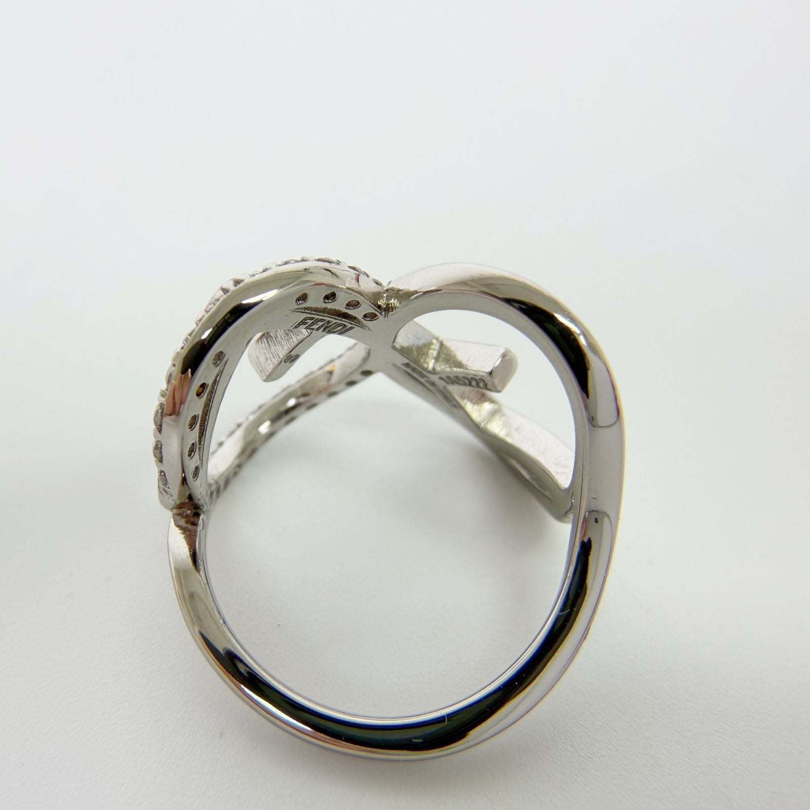 Fendi IS Crystal Ring Plated Silver Clear Vintage — view 5