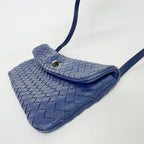 Bottega Veneta Intrecciato Flap Shoulder Bag Leather Blue Vintage — view 6