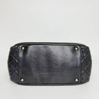 Chanel CC Logo Chain Shoulder Bag Leather Black Silver Vintage — view 9