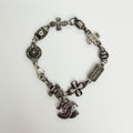 Chanel CC Logo Multi Charm Bracelet Plated Silver Vintage