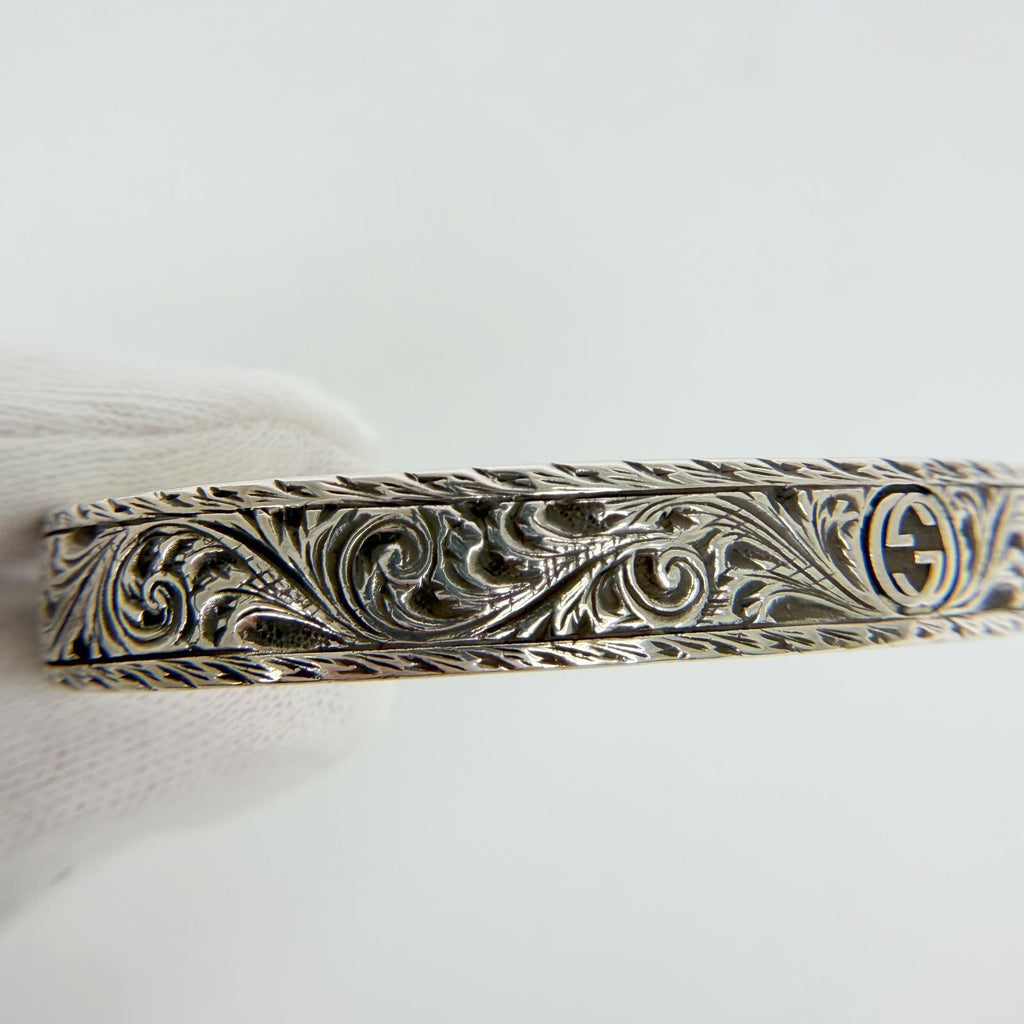Gucci Cat Head Arabesque Interlocking Bangle 925 Sterling Silver Vintage — view 3