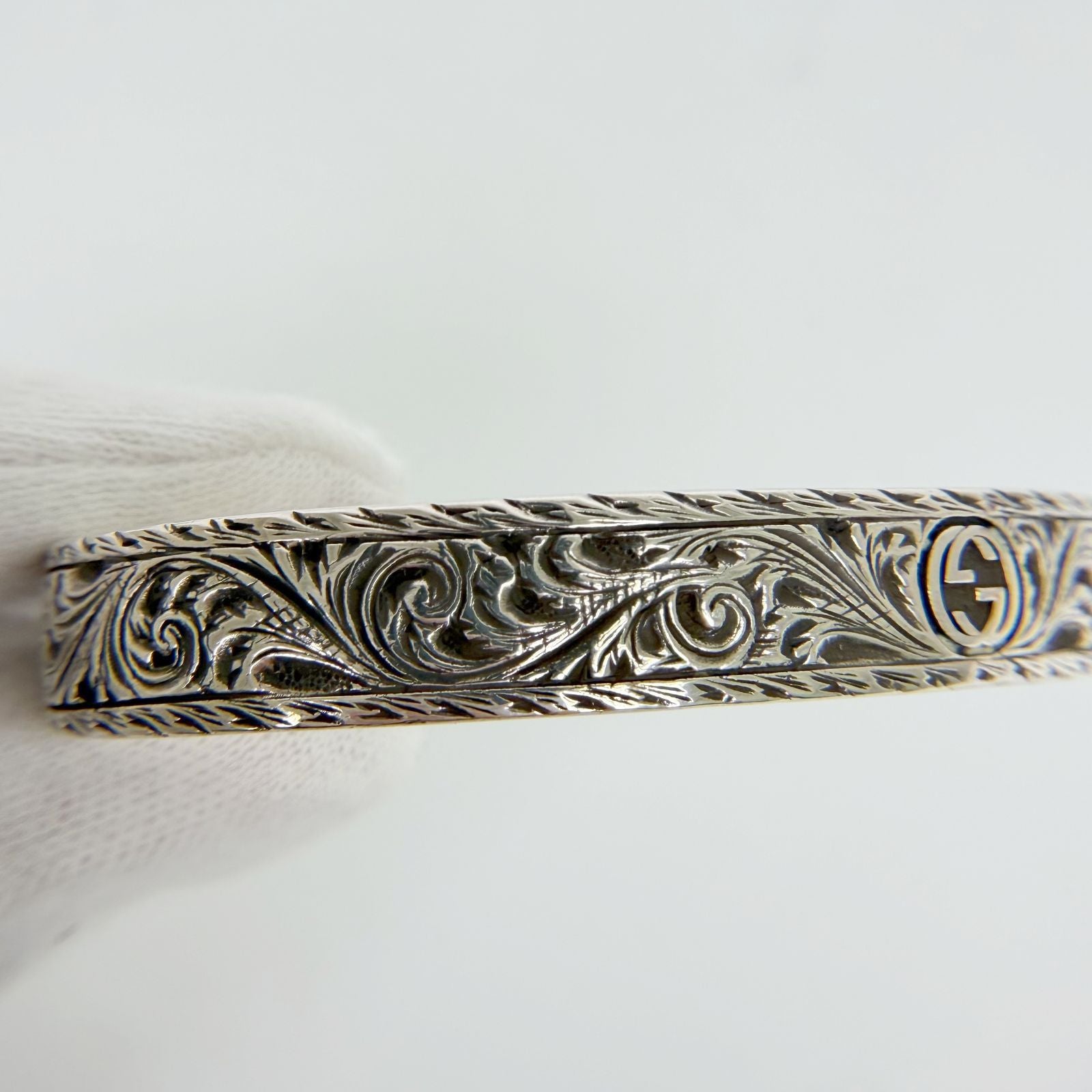 Gucci Cat Head Arabesque Interlocking Bangle 925 Sterling Silver Vintage — view 3