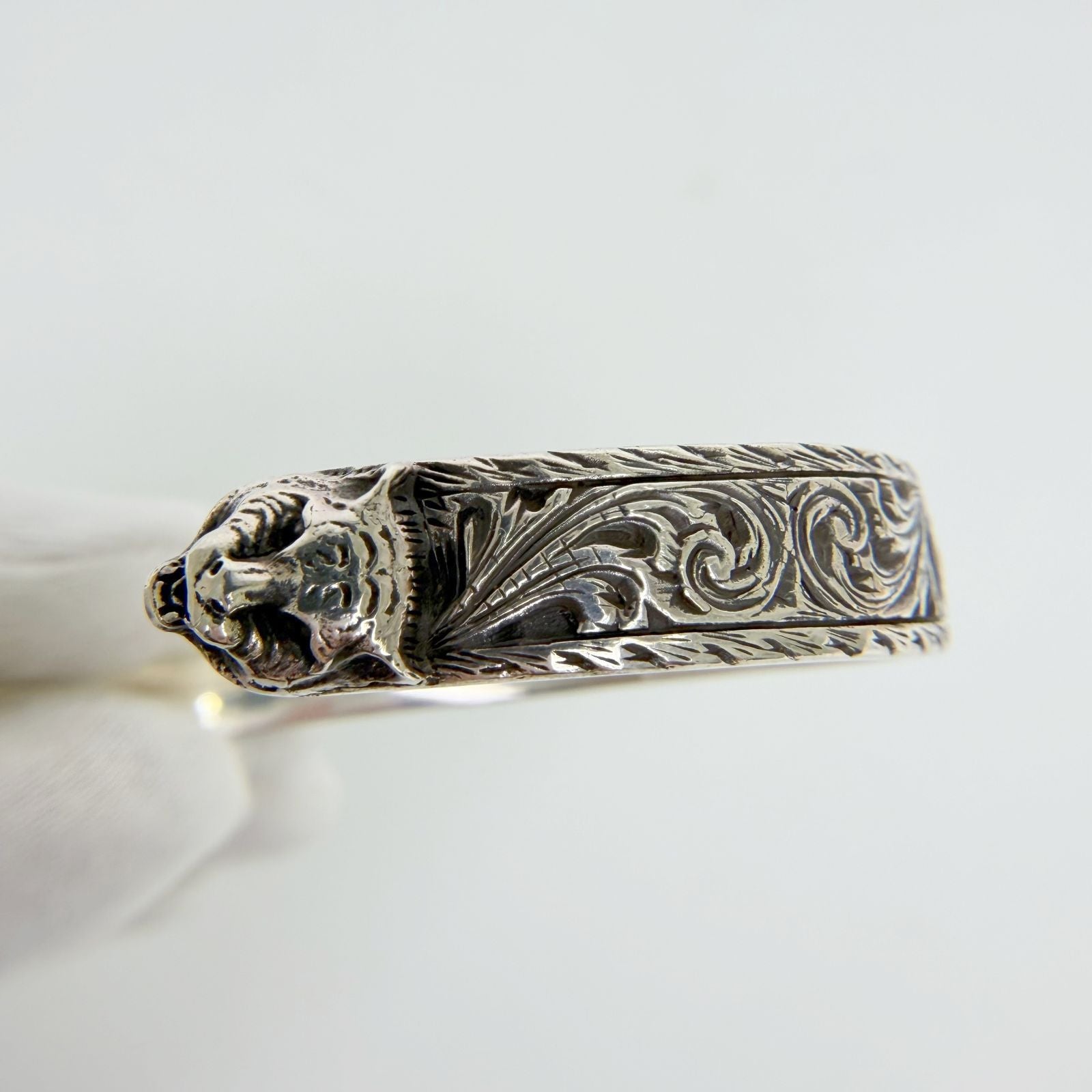 Gucci Cat Head Arabesque Interlocking Bangle 925 Sterling Silver Vintage — view 2