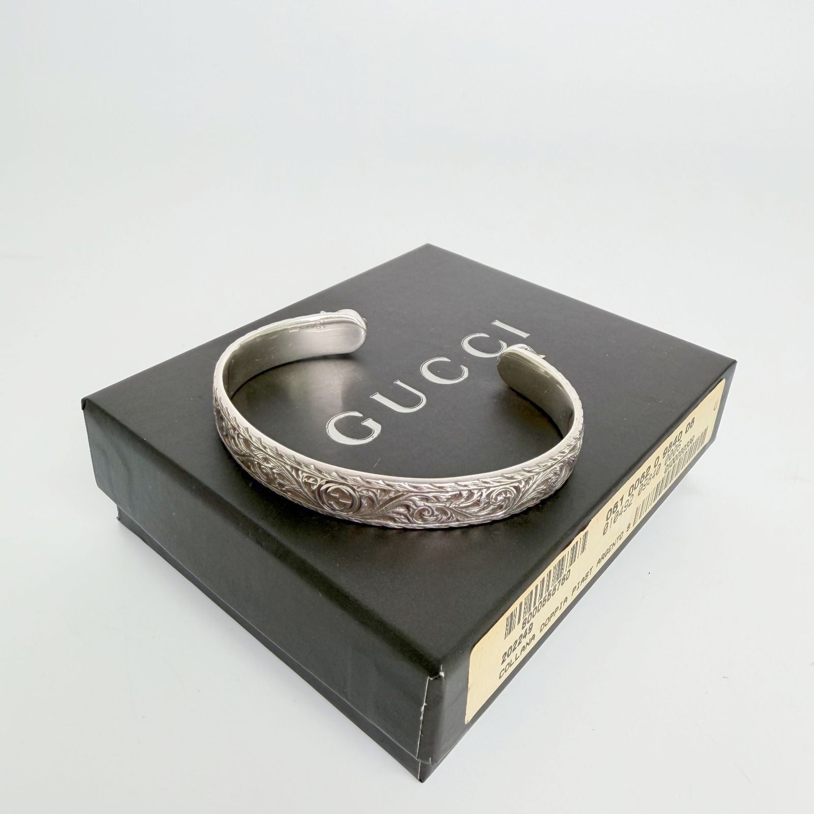 Gucci Cat Head Arabesque Interlocking Bangle 925 Sterling Silver Vintage