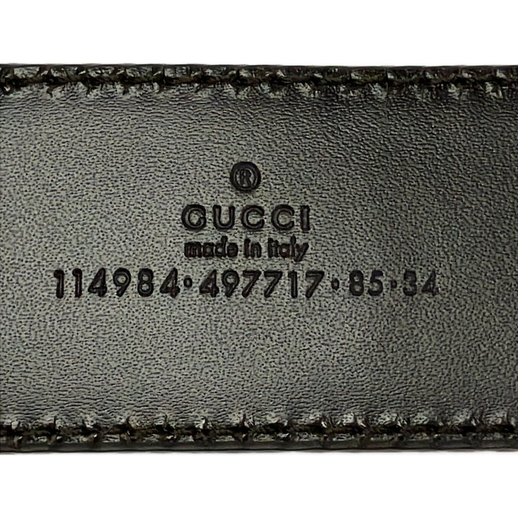 Gucci Belt 85 34 Dark Brown Silver Interlocking Guccissima Line Leather — view 4