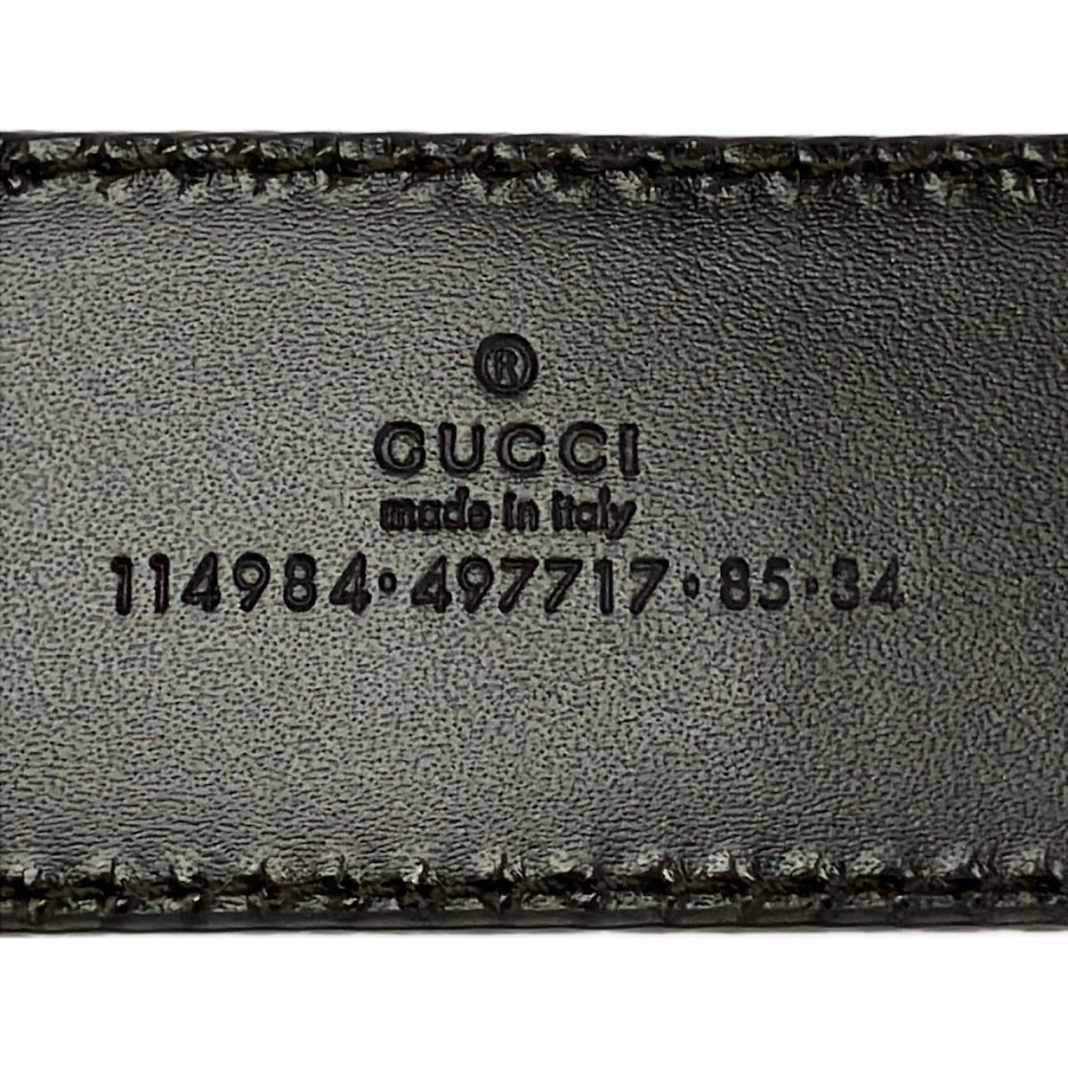 Gucci Belt 85 34 Dark Brown Silver Interlocking Guccissima Line Leather — view 4