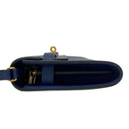 Hermes Wallet Kelly Long Tougo Blue Navy Shoulder Gold — view 9