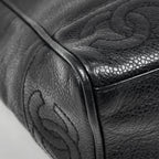 Chanel Triple CC Logo Chain Tote Shoulder Bag Caviar Leather Black — view 3