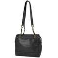 Chanel Triple CC Logo Chain Tote Shoulder Bag Caviar Leather Black