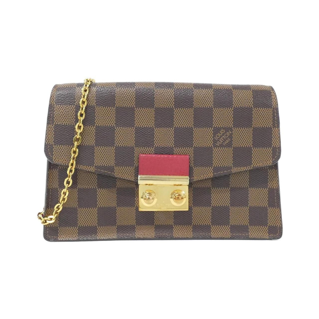 Louis Vuitton Damier Portefeuille Croisette Chain Wallet Shoulder