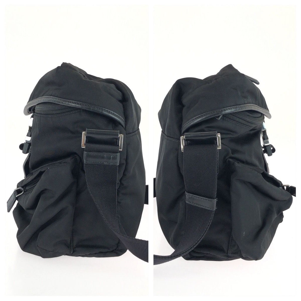 Prada Tessuto Black Silver Nylon Leather Shoulder — view 8