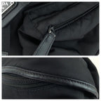 Prada Tessuto Black Silver Nylon Leather Shoulder — view 6