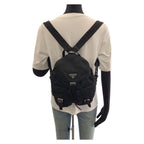Prada Tessuto Black Silver Nylon Leather Backpack — view 7