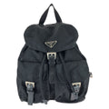 Prada Tessuto Black Silver Nylon Leather Backpack