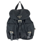 Prada Tessuto Black Silver Nylon Leather Backpack