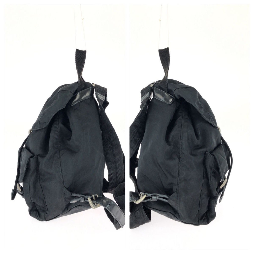 Prada Tessuto Black Silver Nylon Leather Backpack — view 8