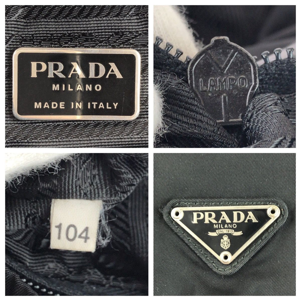 Prada Tessuto Black Silver Nylon Leather Backpack — view 4