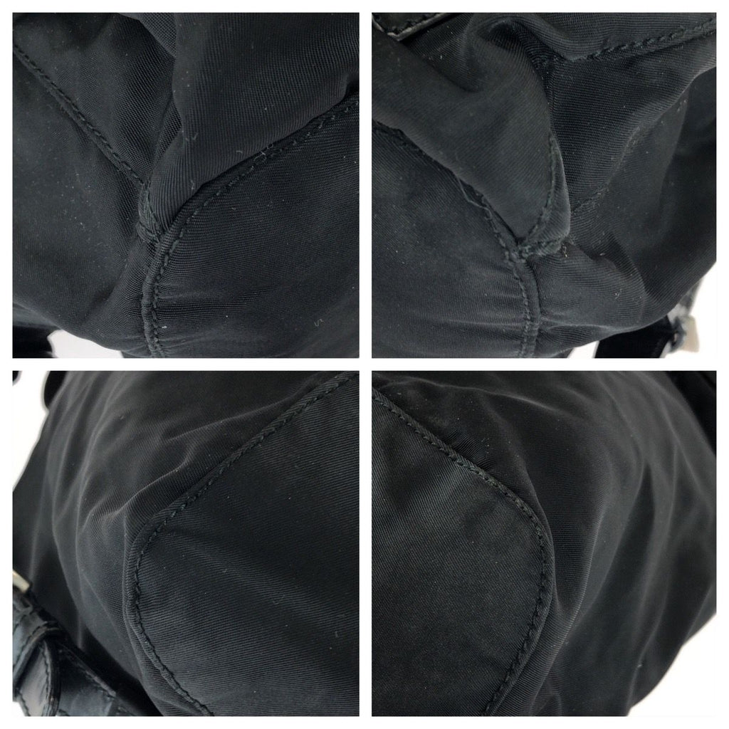 Prada Tessuto Black Silver Nylon Leather Backpack — view 3