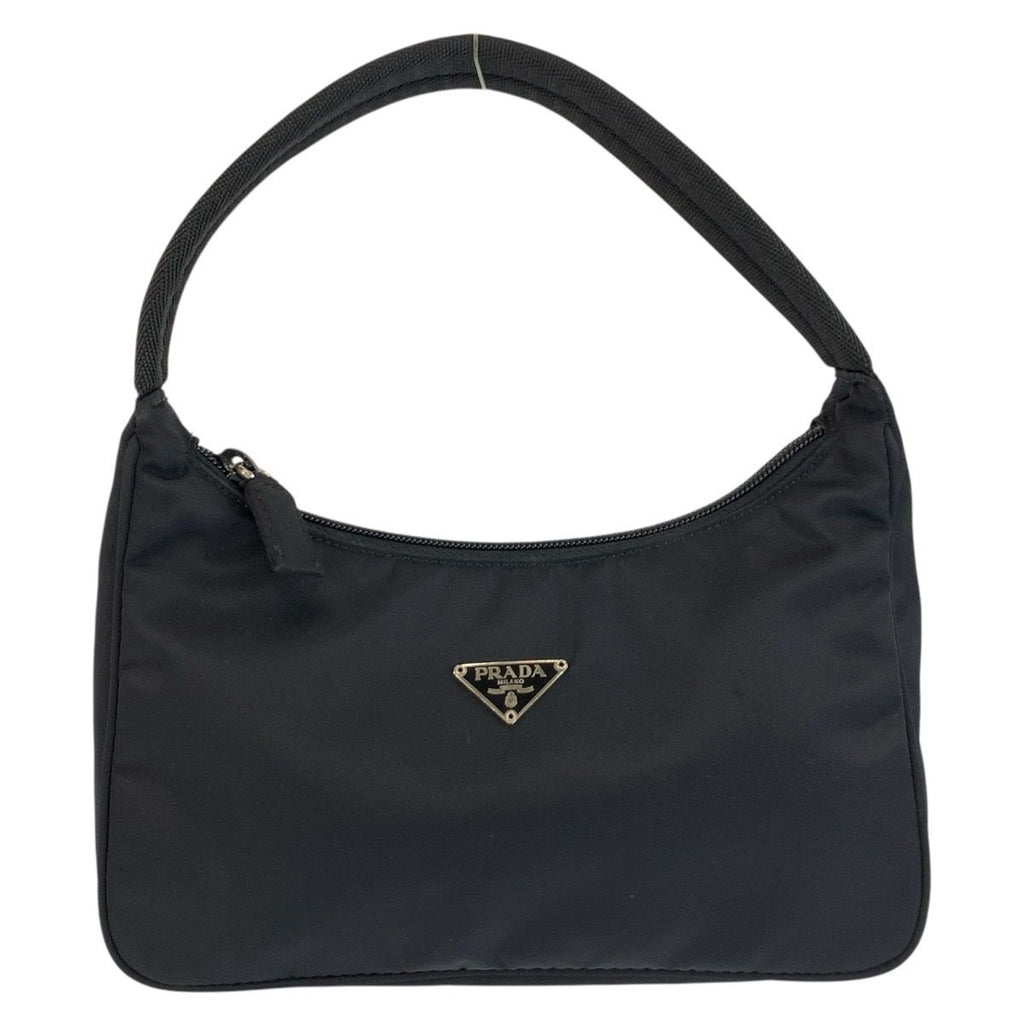 Prada Tessuto Triangular Black Silver Nylon Handbag Pouch