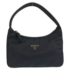 Prada Tessuto Triangular Black Silver Nylon Handbag Pouch
