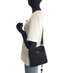 Prada Tessuto Black Silver Nylon Shoulder Bag Pochette — view 6