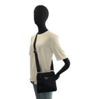 Prada Tessuto Black Silver Nylon Shoulder Bag Pochette — view 6