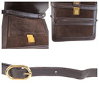 Gucci Vintage Sherry Line Brown Gold Suede Leather Shoulder — view 6
