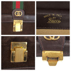 Gucci Vintage Sherry Line Brown Gold Suede Leather Shoulder — view 4