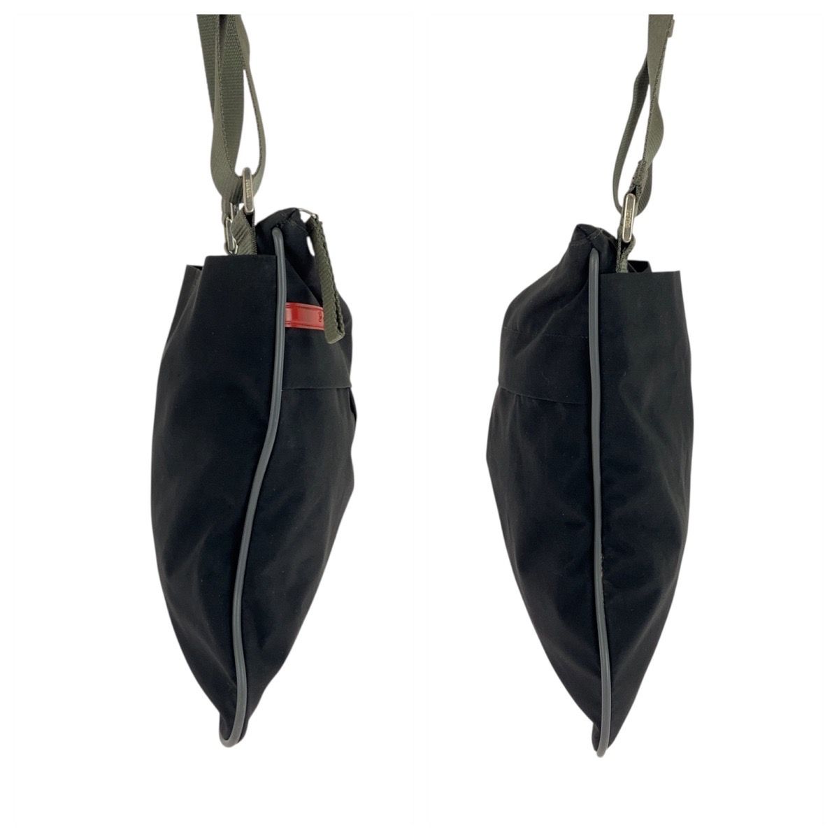 Prada Sports Black Khaki Silver Nylon Shoulder Bag Pochette — view 7