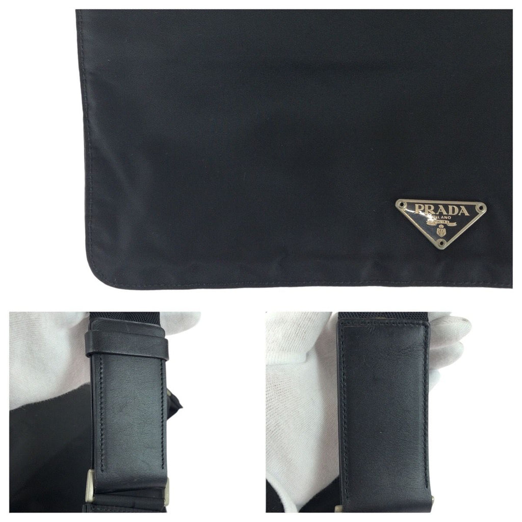 Prada Tessuto Black Silver Nylon Shoulder Bag Crossbody Pochette — view 6