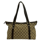 Gucci Shoulder Bag Abbey GG Pattern Beige Brown Leather
