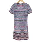 Chanel Dress 36 S Light Pink Blue Multi Short Sleeve Knee Length Tweed Knit — view 2