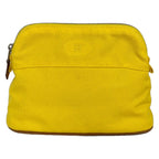 Hermes Pouch Yellow Brown Leather