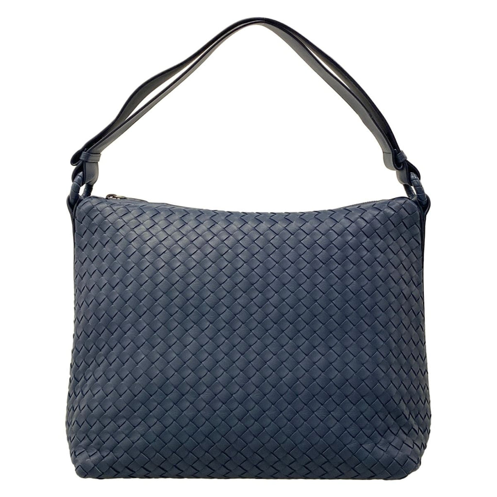 Bottega Veneta Shoulder Bag Intrecciato Navy Leather