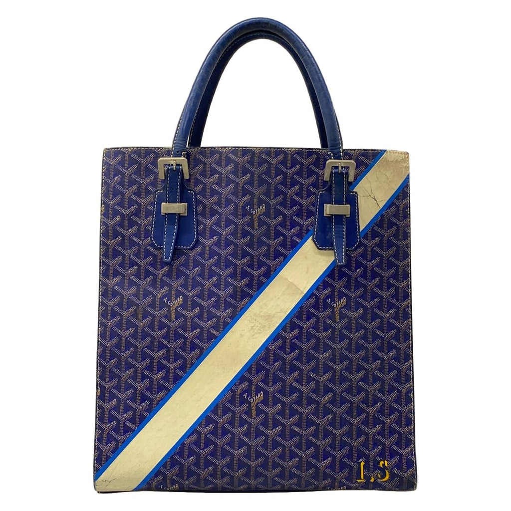 Goyard Tote Komol GM Blue Ivory Multi Markage Initial Leather