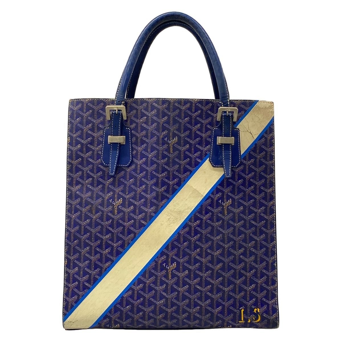 Goyard Tote Komol GM Blue Ivory Multi Markage Initial Leather