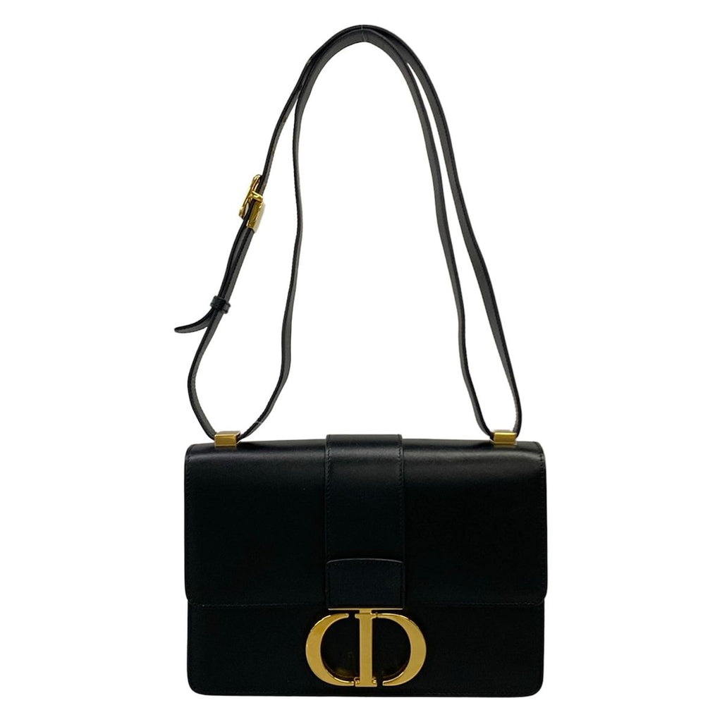 Dior Shoulder Bag 30 Montaigne Flap Black Gold Leather