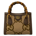 Gucci Handbag Diana Jumbo GG Mini Tote Dark Brown Beige Leather