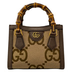 Gucci Handbag Diana Jumbo GG Mini Tote Dark Brown Beige Leather