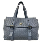 Bottega Veneta Handbag Intrecciato Blue Gray Leather