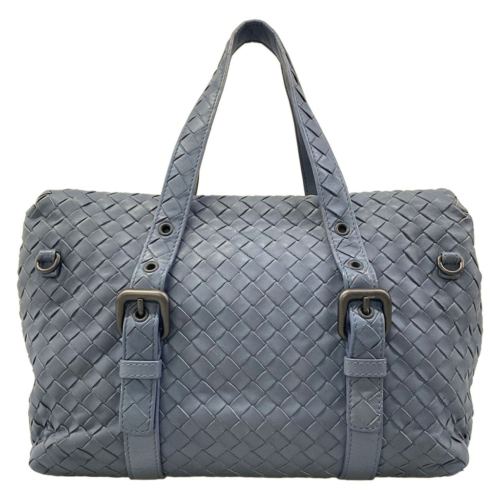 Bottega Veneta Handbag Intrecciato Blue Gray Leather — view 3