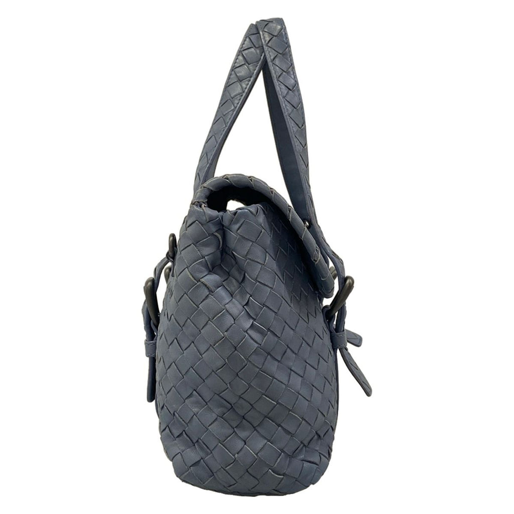 Bottega Veneta Handbag Intrecciato Blue Gray Leather — view 2
