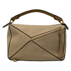 Loewe Handbag Puzzle Bag Beige Dark Brown Leather — view 3