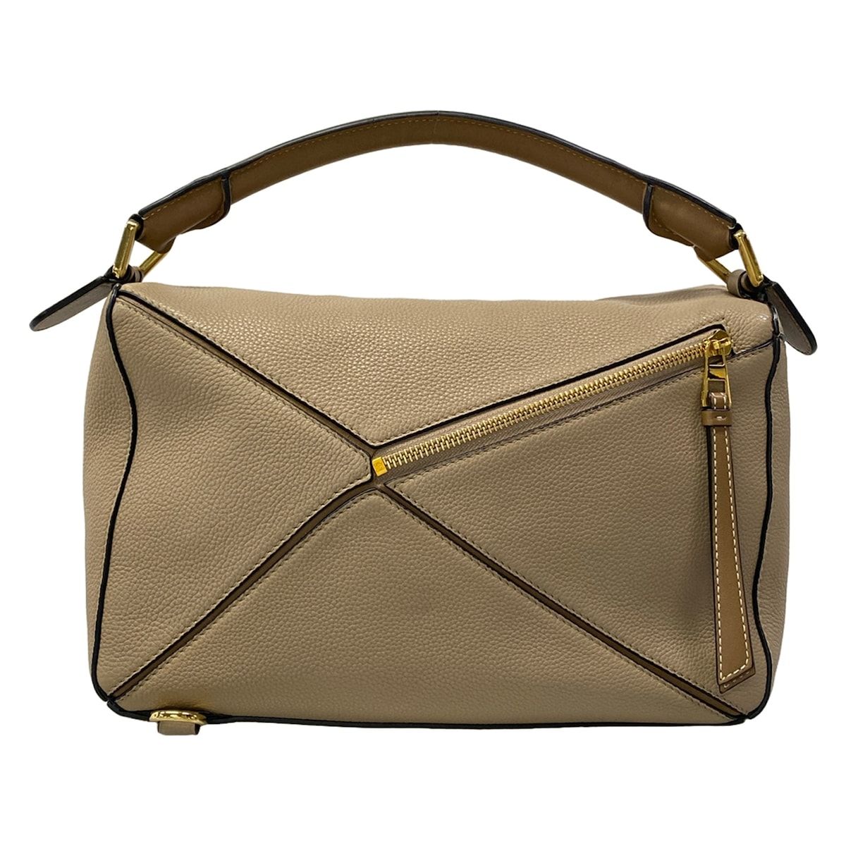 Loewe Handbag Puzzle Bag Beige Dark Brown Leather — view 3