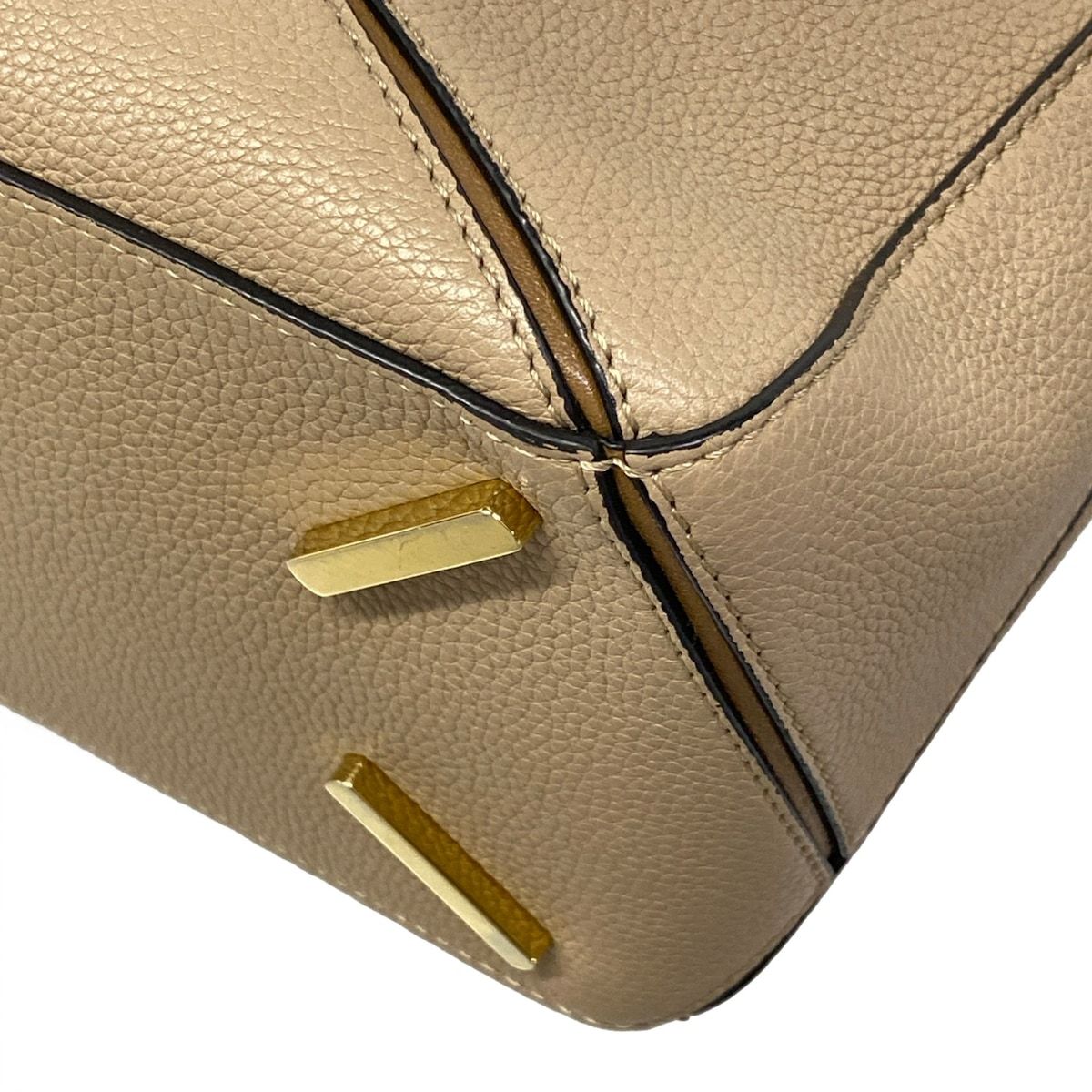 Loewe Handbag Puzzle Bag Beige Dark Brown Leather — view 6